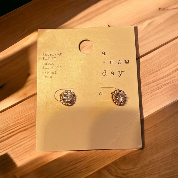 A New Day Sterling Silver Cubic Zirconia Nickel Free Earrings - Picture 2 of 3